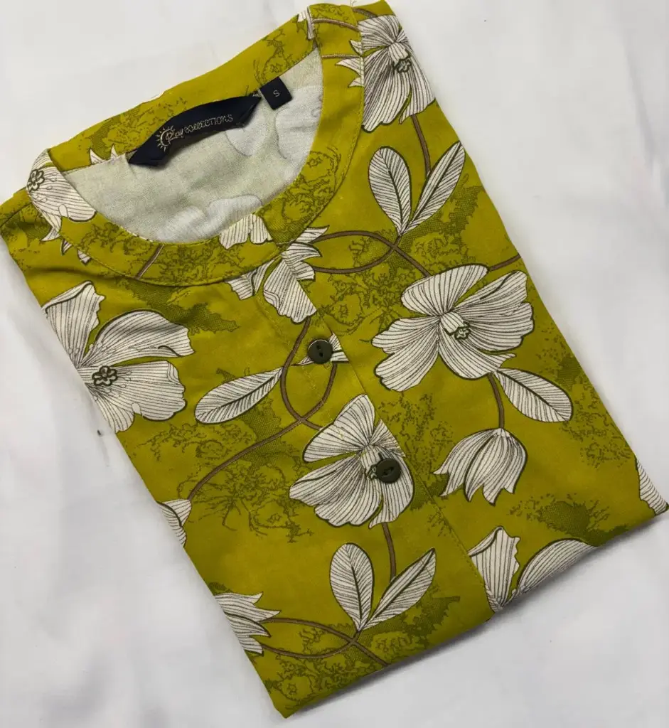 Collar kurtis Green with Floral  (S-38)