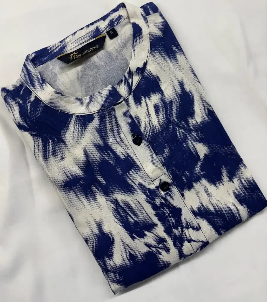 Collar kurtis Navy Blue with Cream  (S-38)