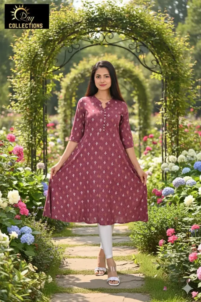 Umbrella kurtis-2 Collar Neck Pink  (S-38)