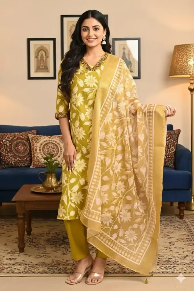 Festival wear sets V Neck Green  (S-38)