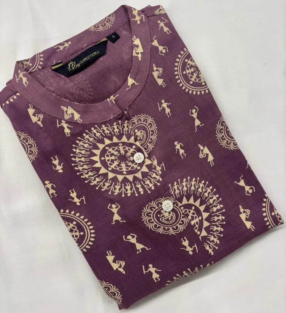 Cotton Collar kurtis Lavender Varli Designs (S-38)