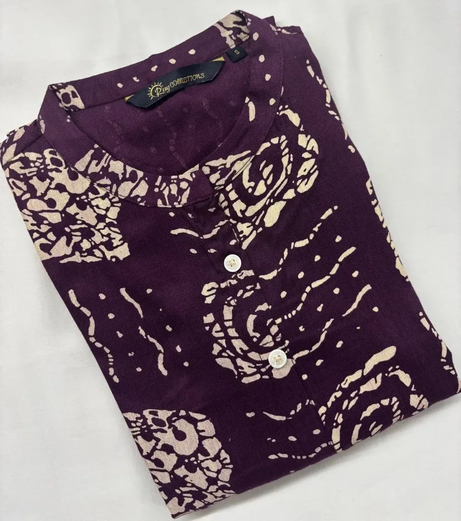 Cotton Collar kurtis Wine  (S-38)