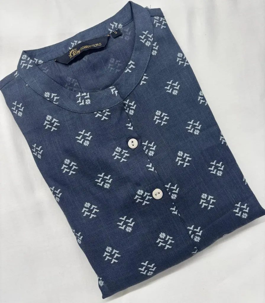 Cotton Collar kurtis Gray   (S-38)