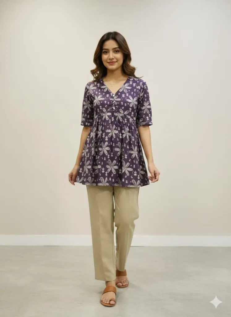 Short Tops V Neck Cotton SFW12