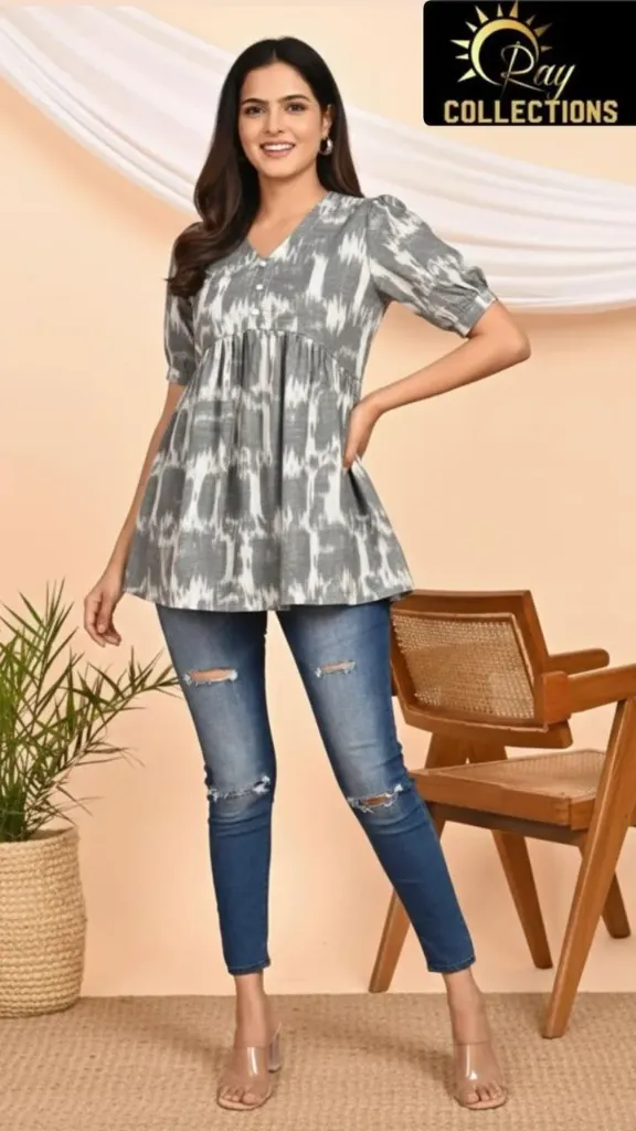 Short Tops V Neck Muslin SFW14 (XS-36)