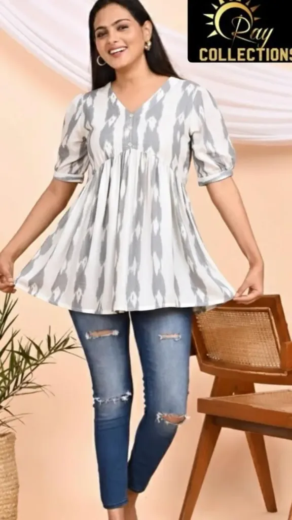 Short Tops V Neck Muslin SFW17