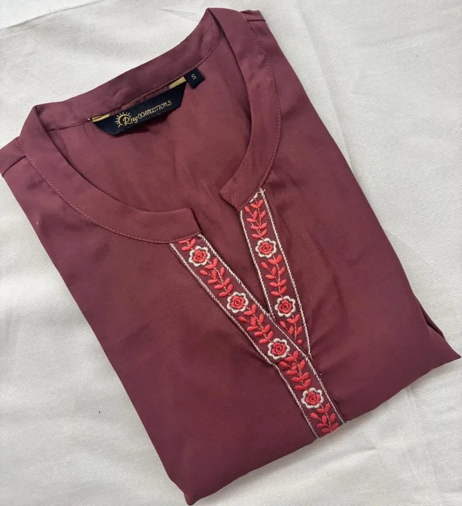 Cotton Collar Embriodery Slub Kurtis 002