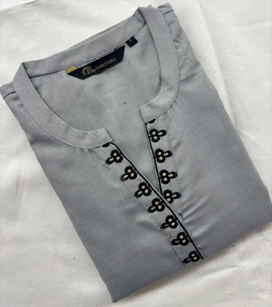 Cotton Collar Embriodery Slub Kurtis 004