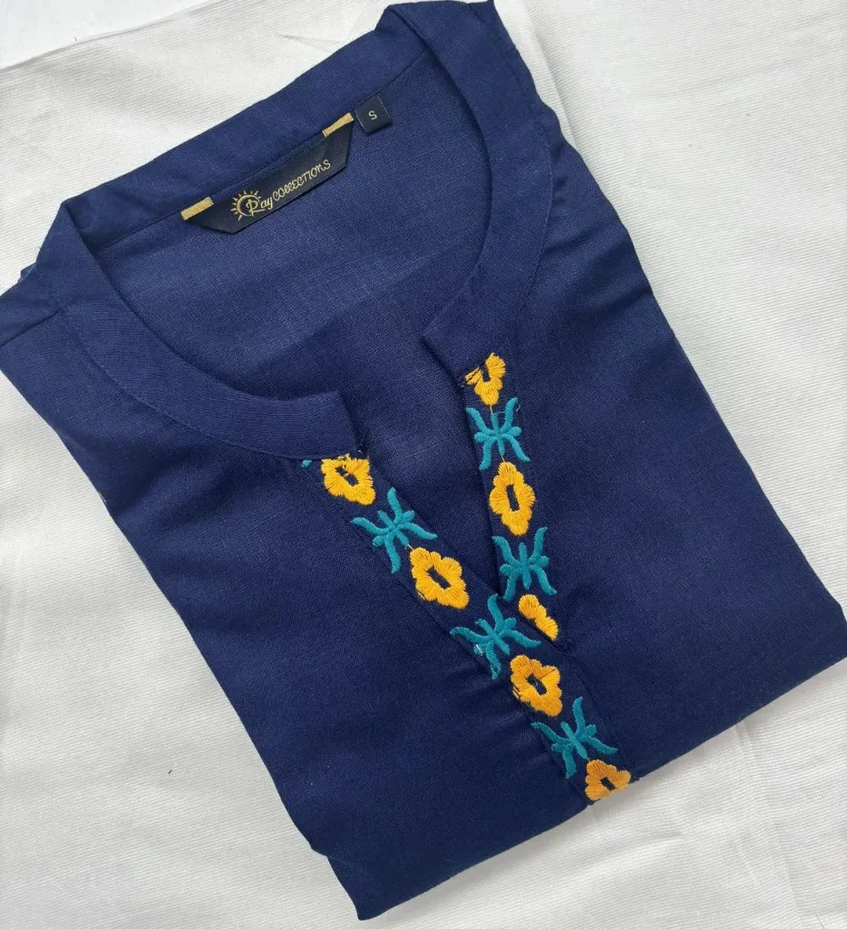 Cotton Collar Embriodery Slub Kurtis 005 (S-38)