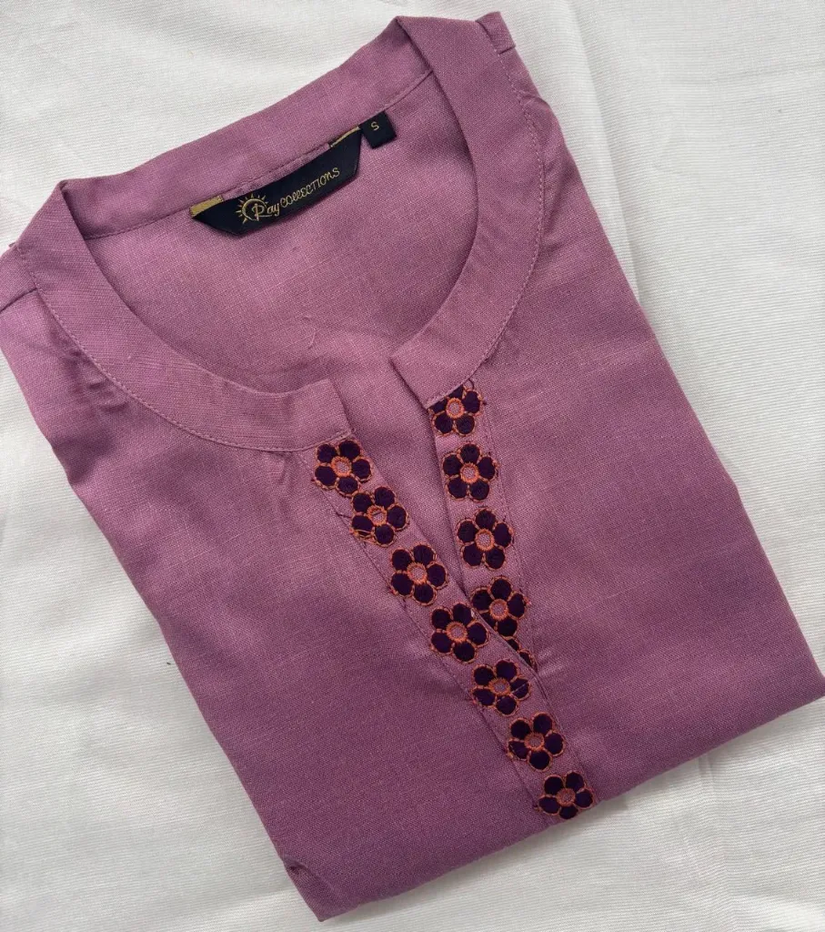 Cotton Collar Embriodery Slub Kurtis 007 (S-38)