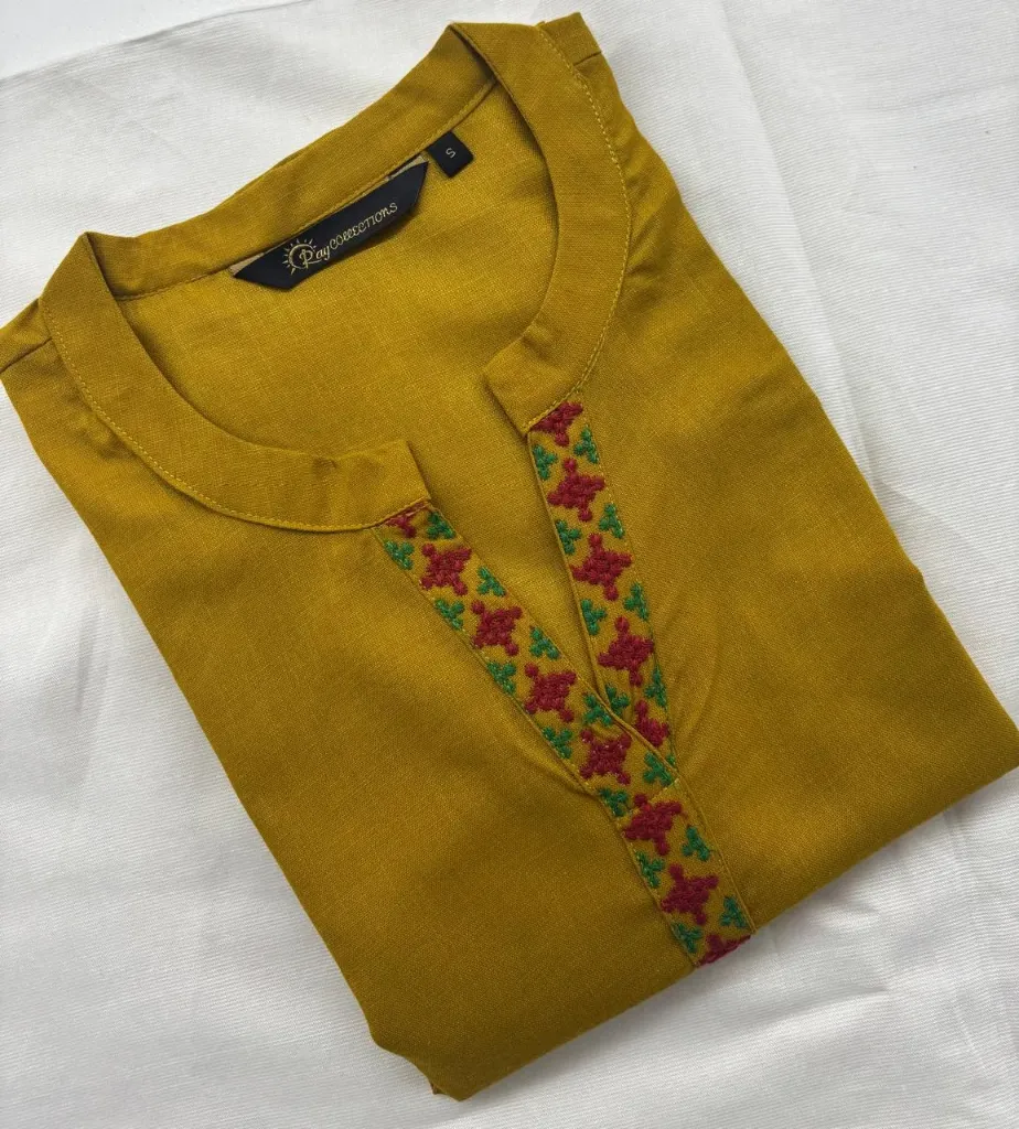 Cotton Collar Embriodery Slub Kurtis 10 (S-38)