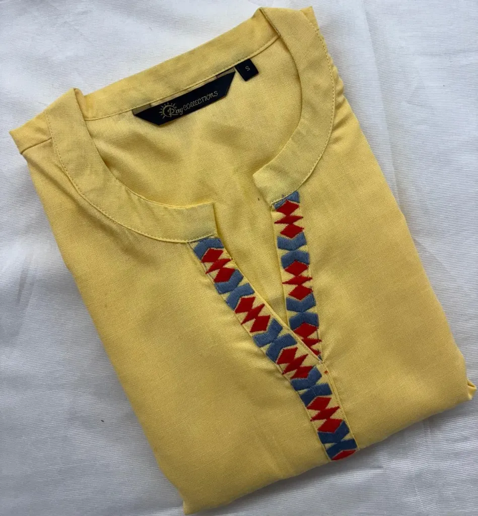 Cotton Collar Embriodery Slub Kurtis 11