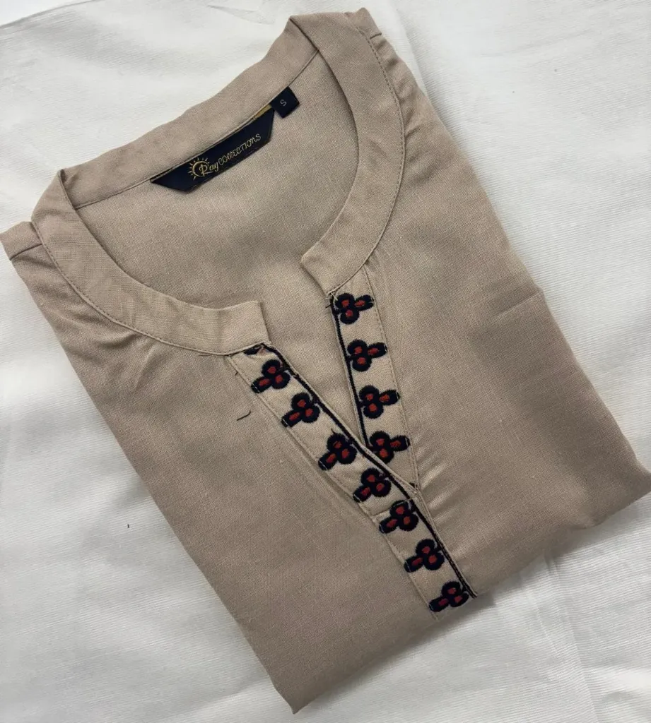 Cotton Collar Embriodery Slub Kurtis 12