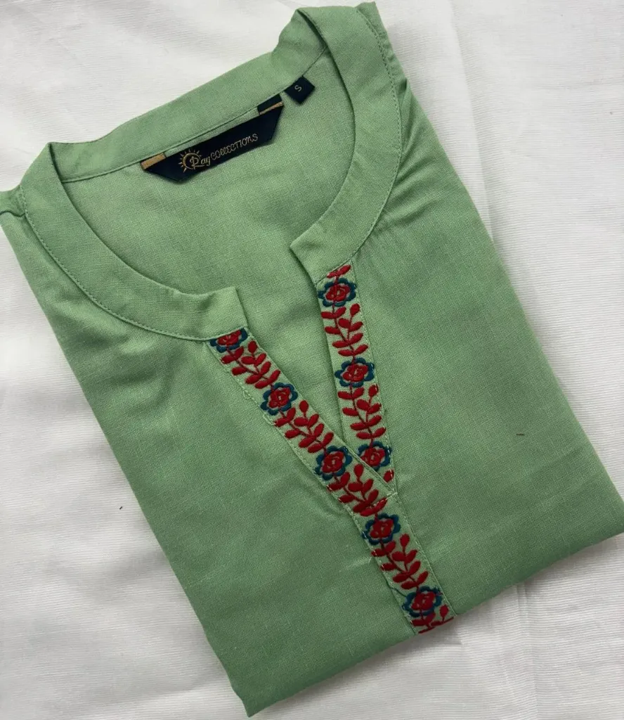 Cotton Collar Embriodery Slub Kurtis 13