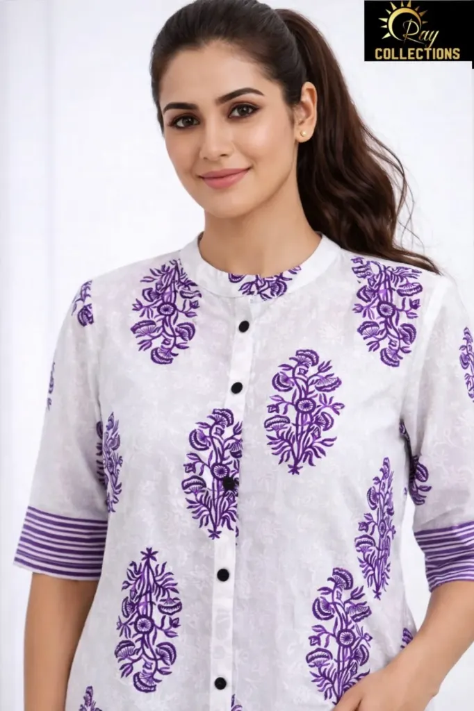 Summer Special Cotton Kurti Sets Purple Design (S-38)
