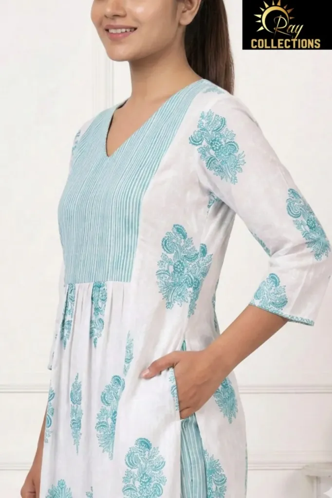 Summer Special Cotton Kurti Sets Greenish Blue Design