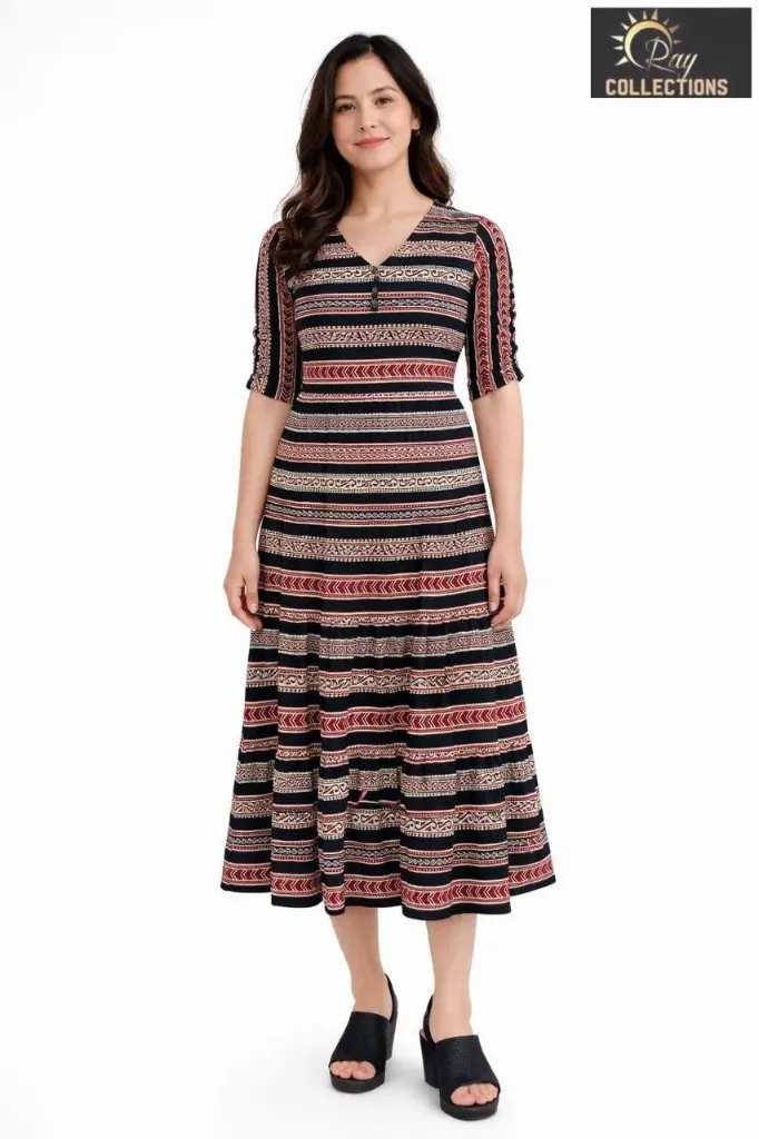 Umbrella kurtis Black Red Brown Patterns