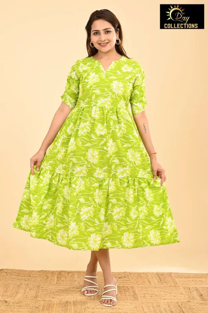 Cotton Frocks Green leaf (S-38)