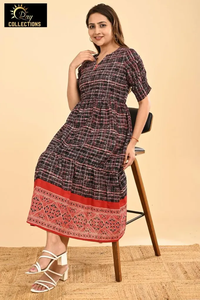 Cotton Frocks Black & Red Stripes