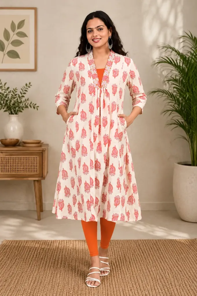Aline Kurtis White with Orange