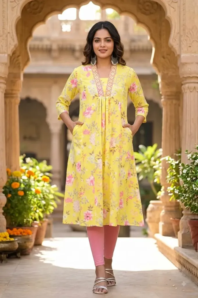 Aline Kurtis yellow with pink