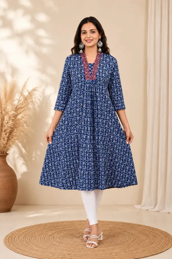 Aline Kurtis Navy Blue, with red