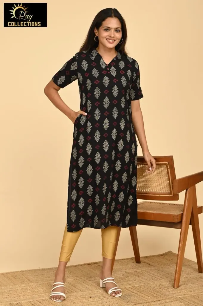 Office wear / College wear kurtis Black, White Red Design