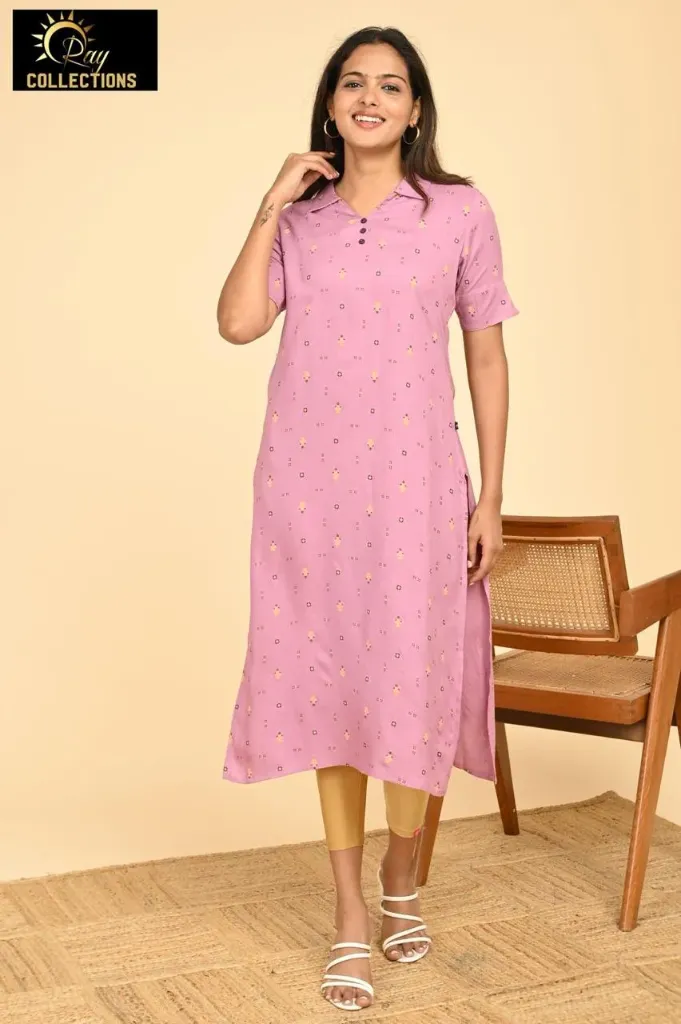 Office wear / College wear kurtis Peach, Yellow Black Dots