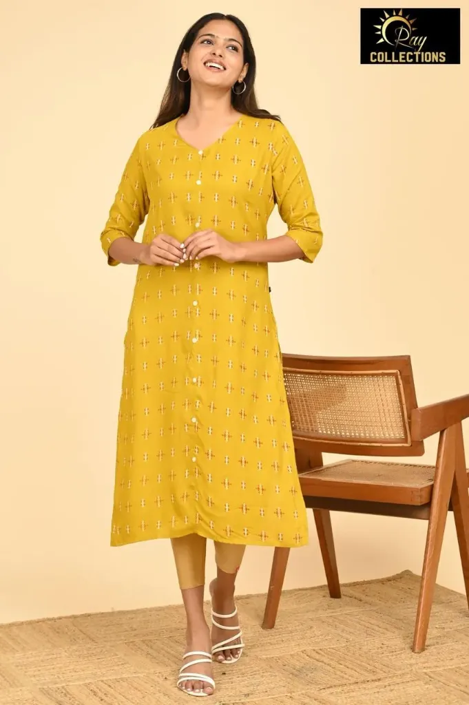 Office wear / College wear kurtis Yellow, White Red Dots