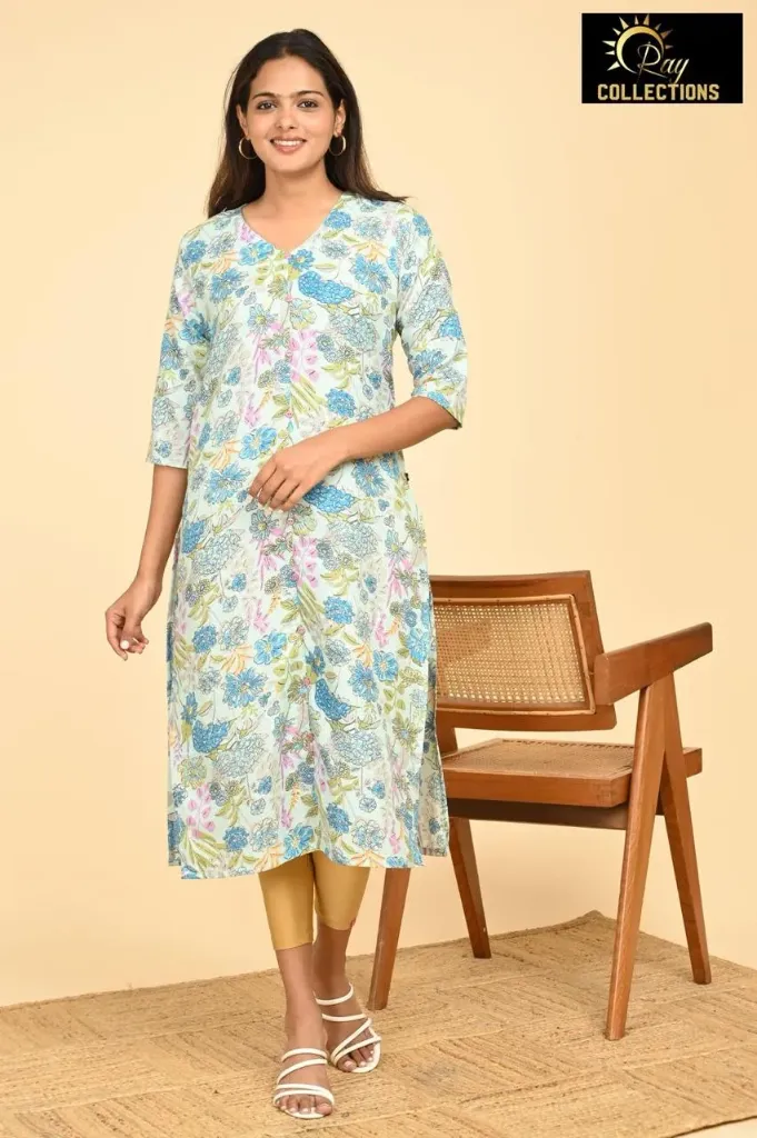 Office wear / College wear kurtis Multi Color Leaves, Flowers