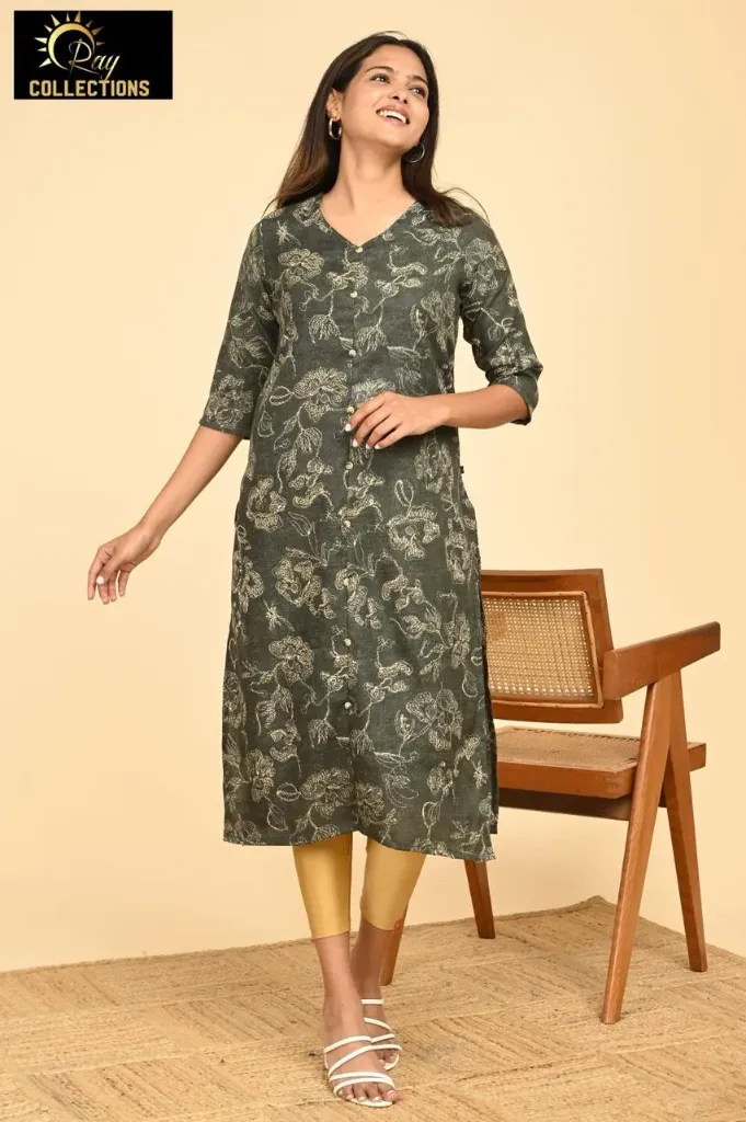 Office wear / College wear kurtis Multi Drak Gray, Goldish Design
