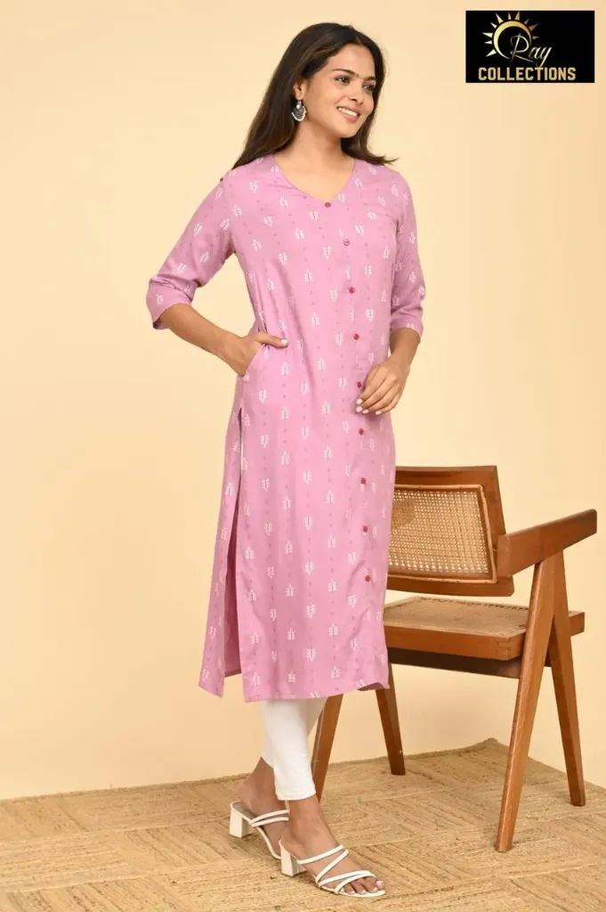 Office wear / College wear kurtis Multi Peach, White Black Dots