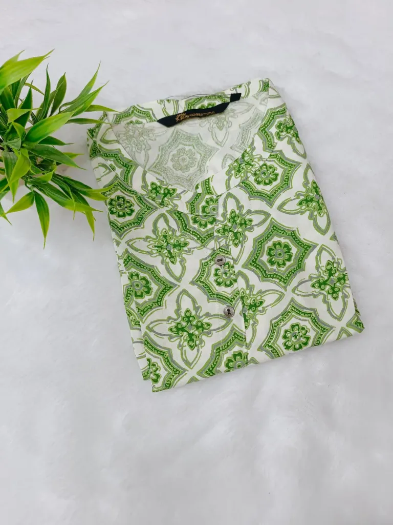 Office wear / College wear kurtis Cream Green Design (S-38)