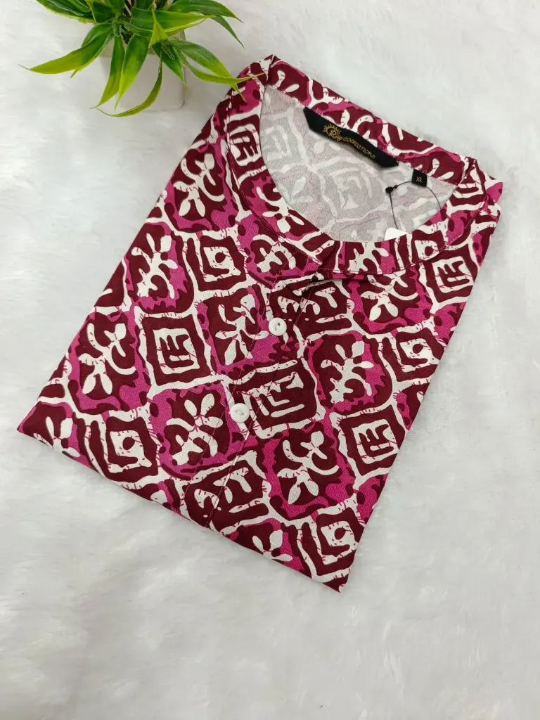 Office wear / College wear kurtis Pink with Brown Design (S-38)