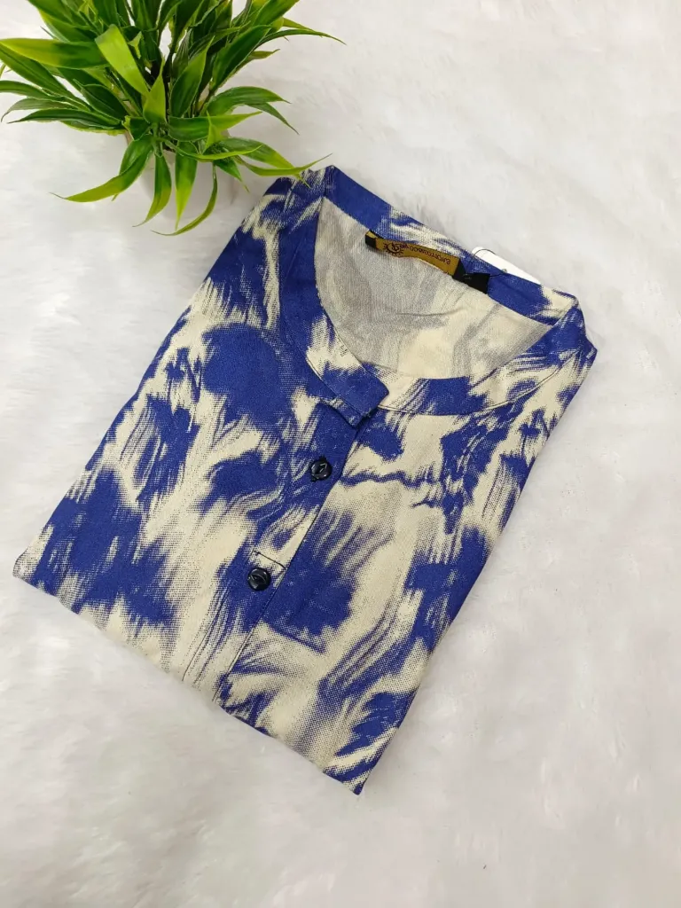 Office wear / College wear kurtis White with Blue Design (S-38)