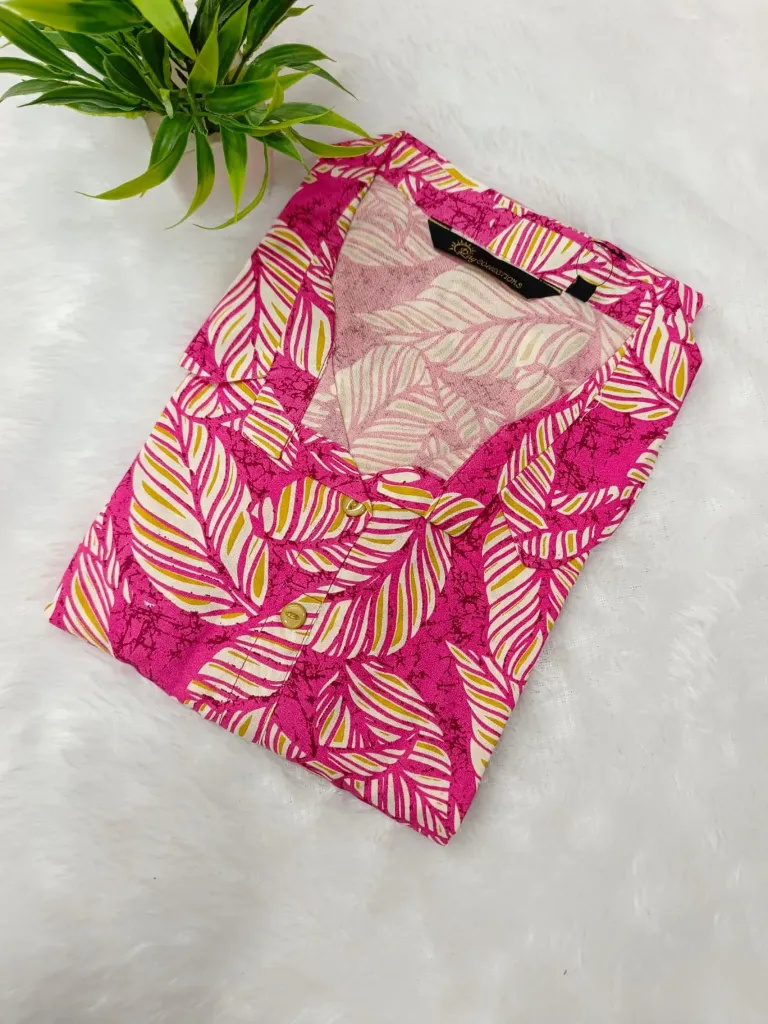 Office wear / College wear kurtis Pink leaf  Design (S-38)