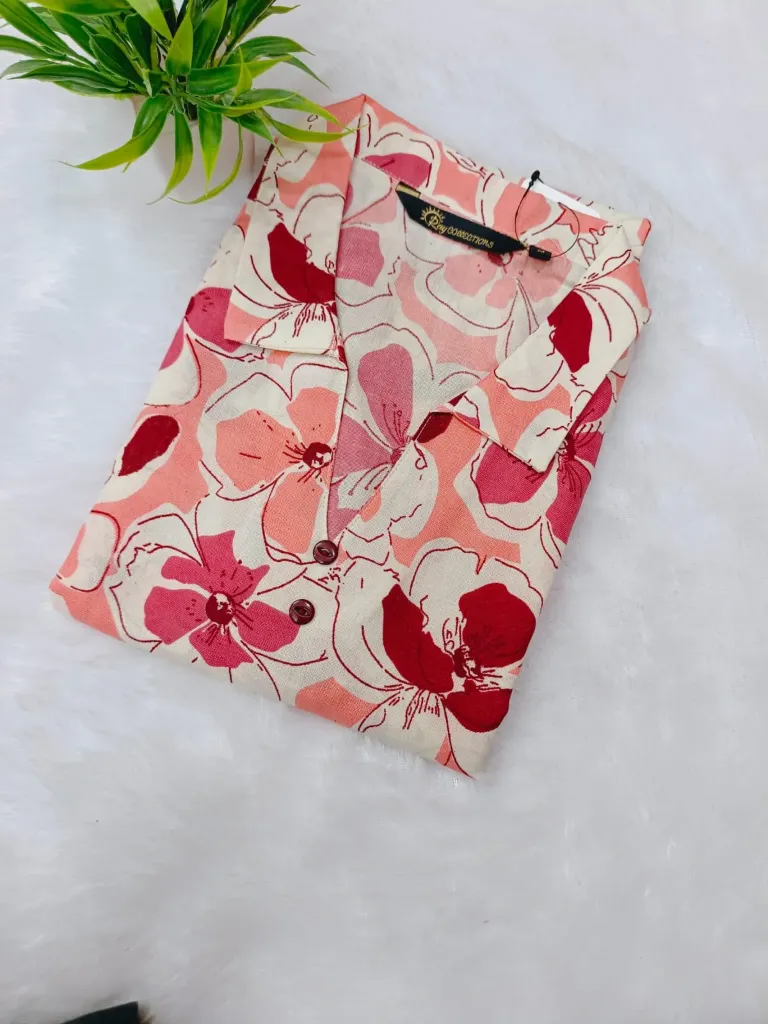 Office wear / College wear kurtis White with Magenta Design (S-38)