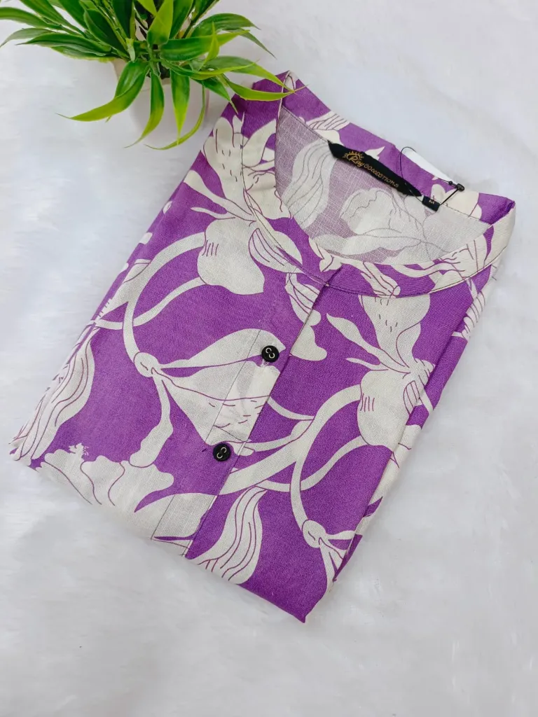 Office wear / College wear kurtis Purple with White  Design (S-38)