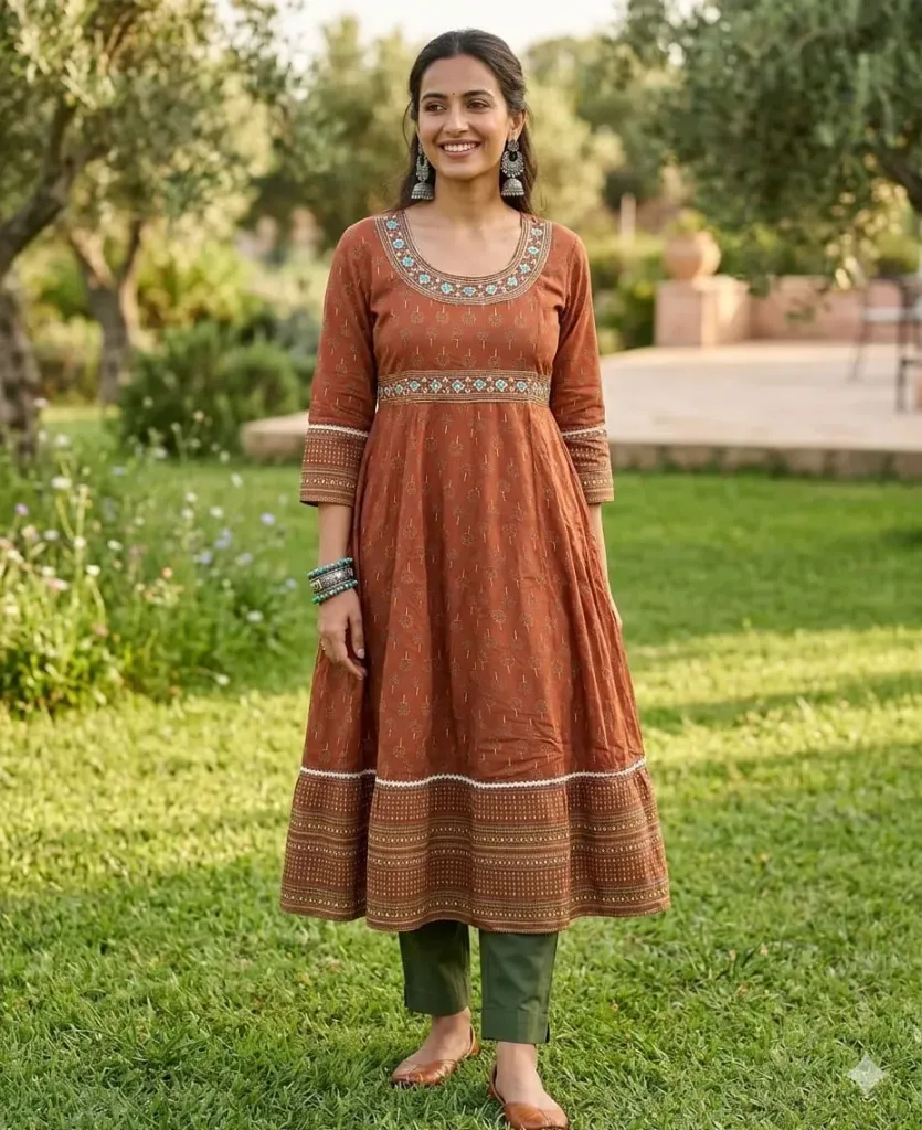 Umbrella kurtis Rayon Rust Orange