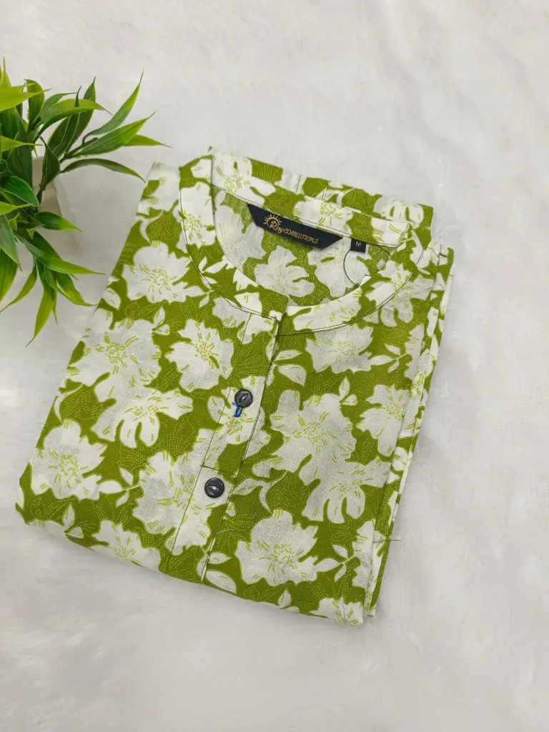 Office wear / College wear kurtis Olive Greenish Floral