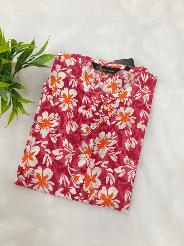 Office wear / College wear kurtis Pinkish Orange Floral
