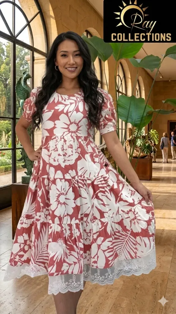 Cotton Frocks With Lace Peach