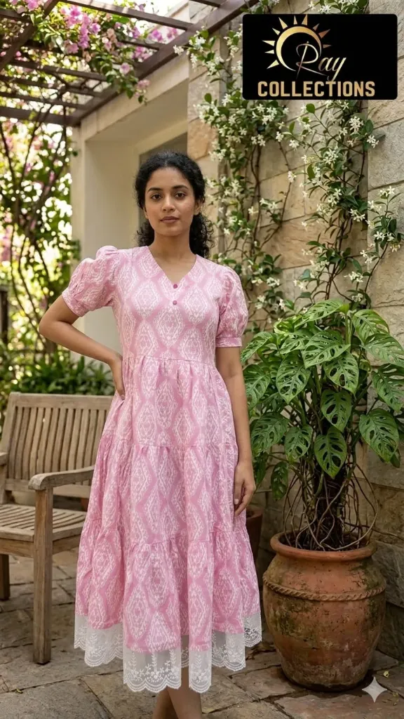 Cotton Frocks With L Pinkish