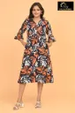 Umbrella kurtis 3 Black, White-Orange Leaves