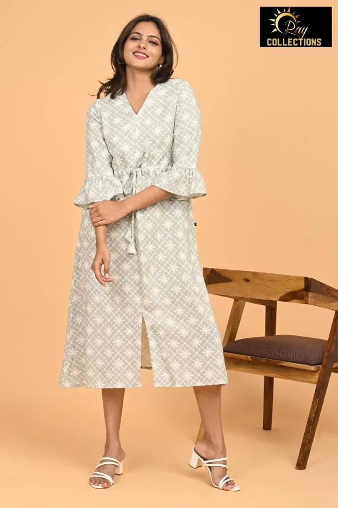 Umbrella kurtis 3 Gray, White Patterns (S-38)