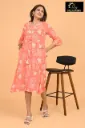 Umbrella kurtis 3 Pinkish Red, White flowers