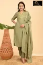 Vichitra Silk with lining sets Olive Green
