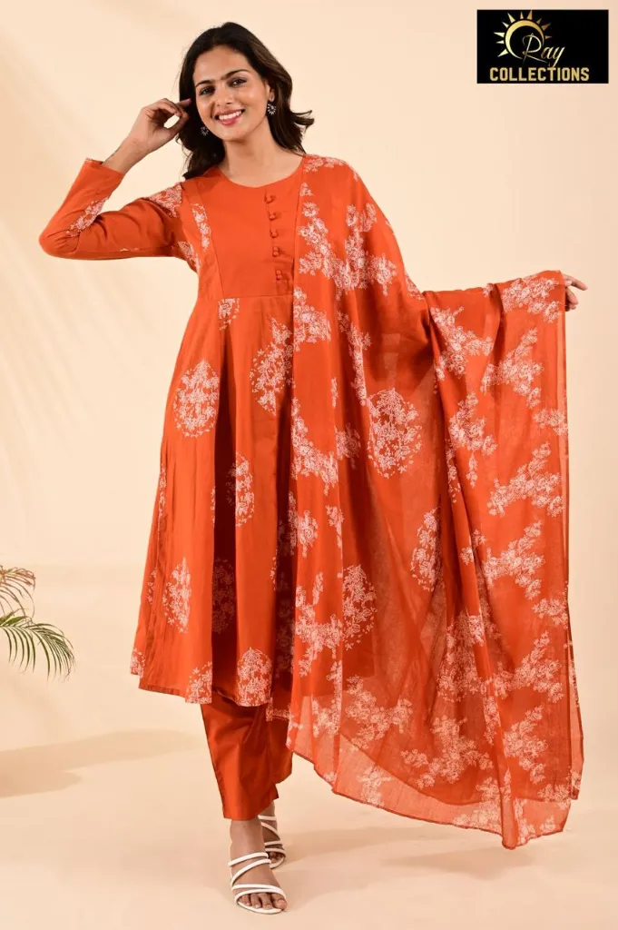 Cotton sets with Fullarm Sleeves Reddish-orange (S-38)