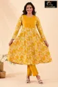 Cotton sets with Fullarm Sleeves Golden Yellow, Flower design