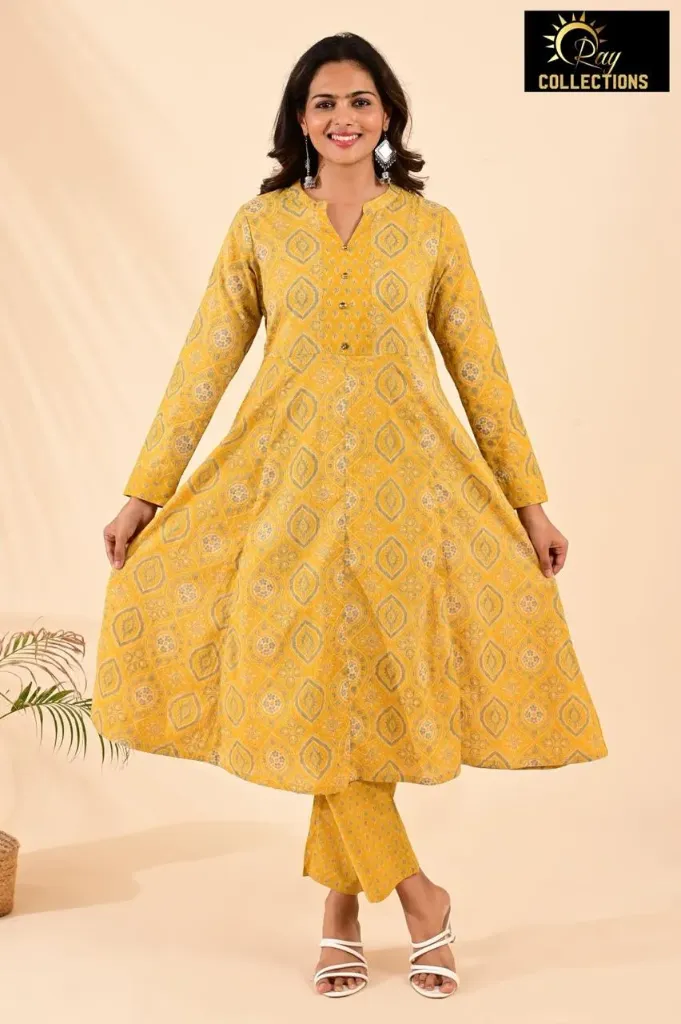 Cotton sets with Fullarm Sleeves Yellow, Brown Design (S-38)